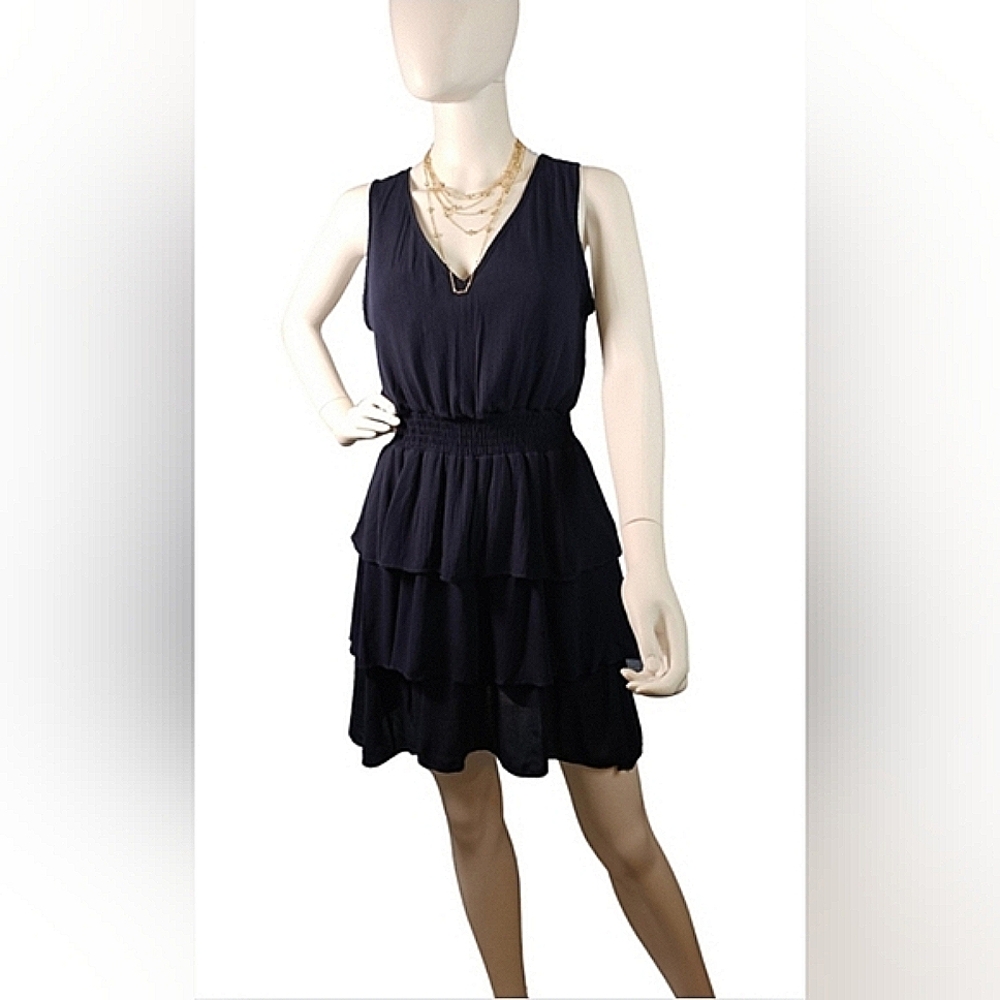 Altar'd State Romantic Low V-Neck Dress|Tie Back| Fully Lined| Navy NWT$70